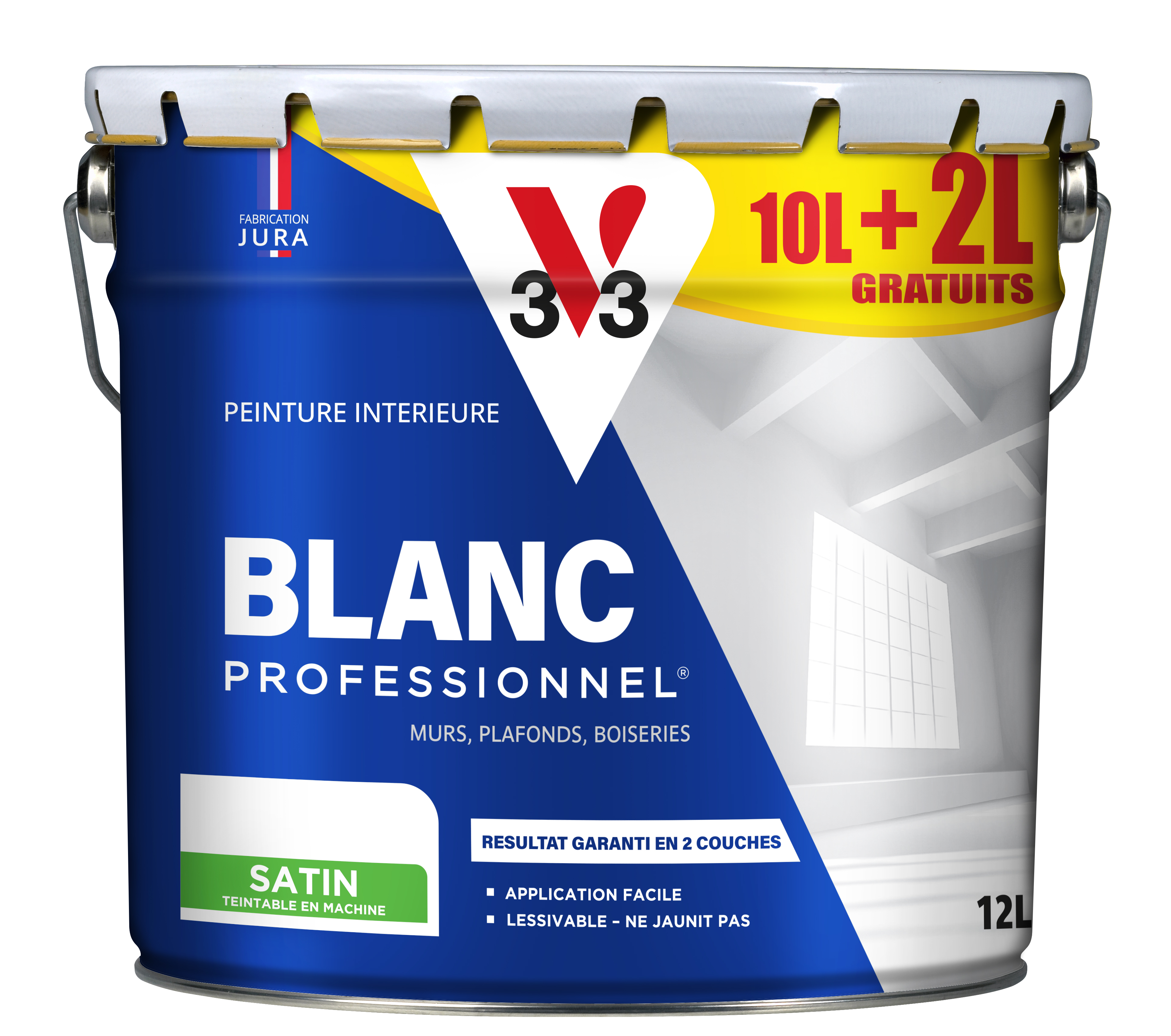 Peinture professionnelle acrylique blanc SATIN 10+2L gratuits - V33